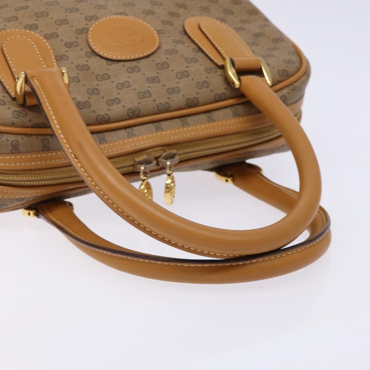 GUCCI Micro GG Supreme Hand Bag PVC Beige Gold Auth sw1312