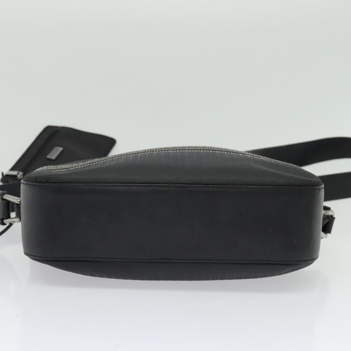 LOEWE Anagram Shoulder Bag Leather Black Silver Auth sw1314