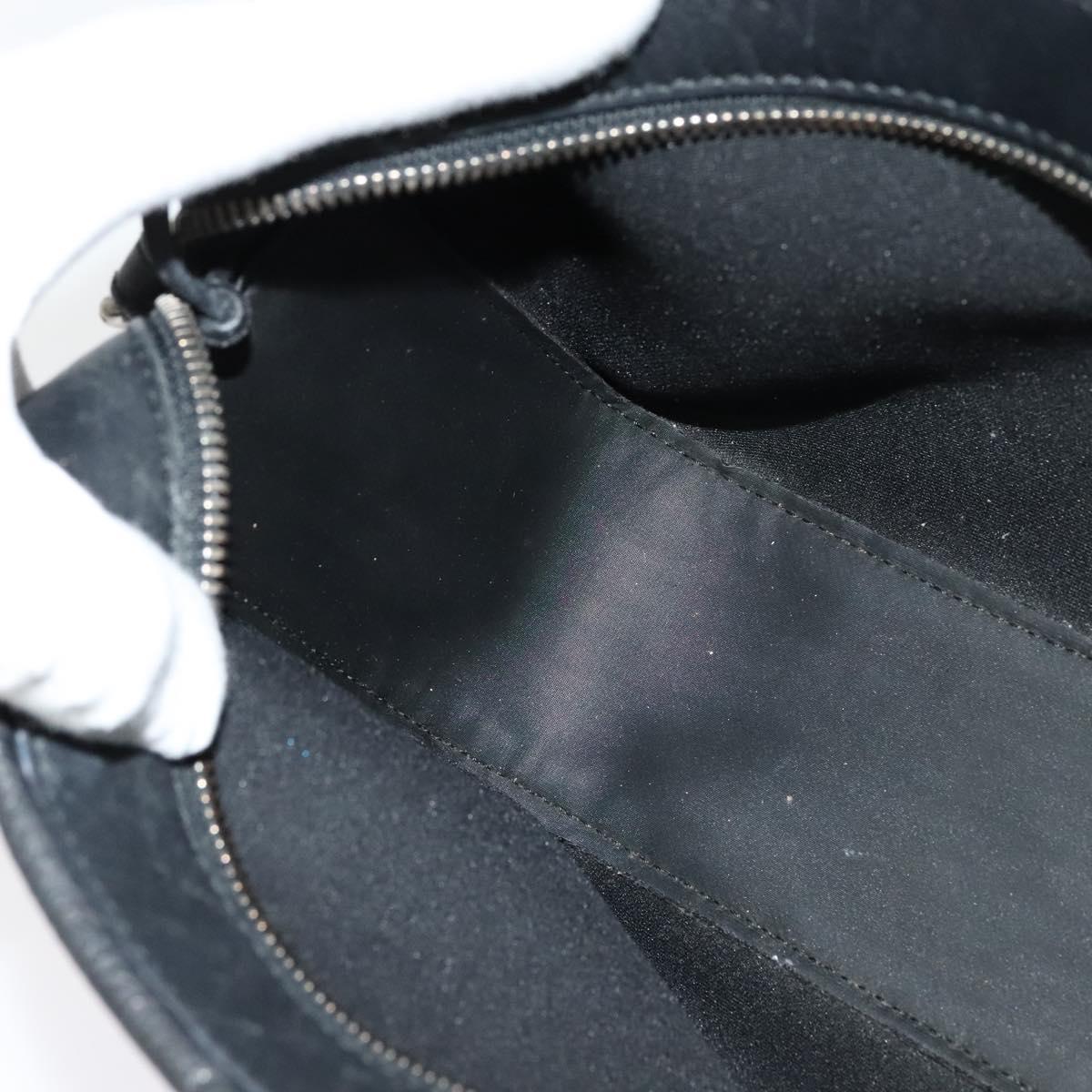 LOEWE Anagram Shoulder Bag Leather Black Silver Auth sw1314