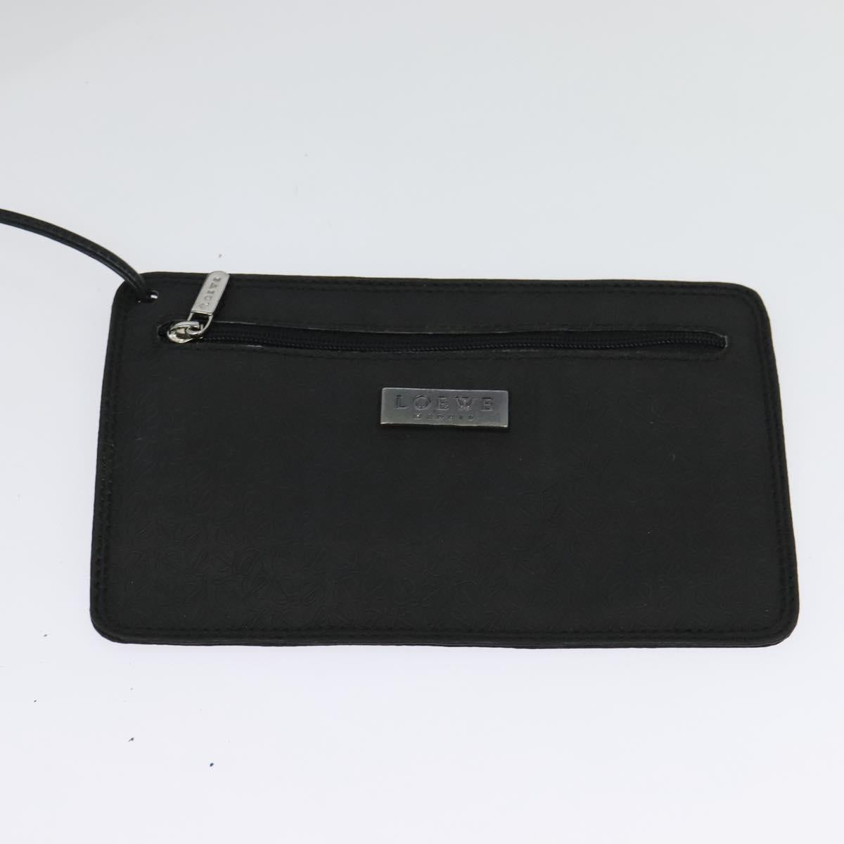 LOEWE Anagram Shoulder Bag Leather Black Silver Auth sw1314