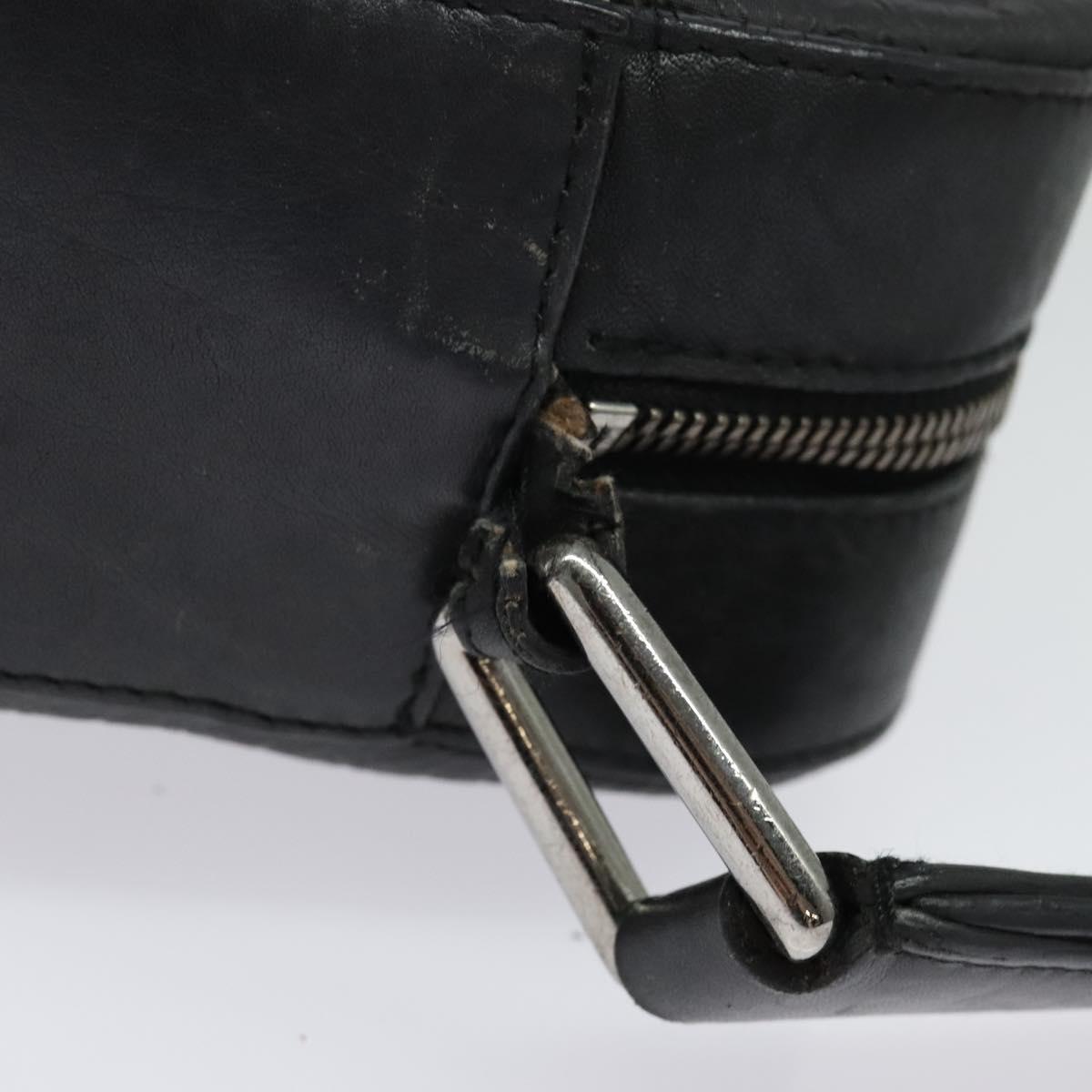 LOEWE Anagram Shoulder Bag Leather Black Silver Auth sw1314