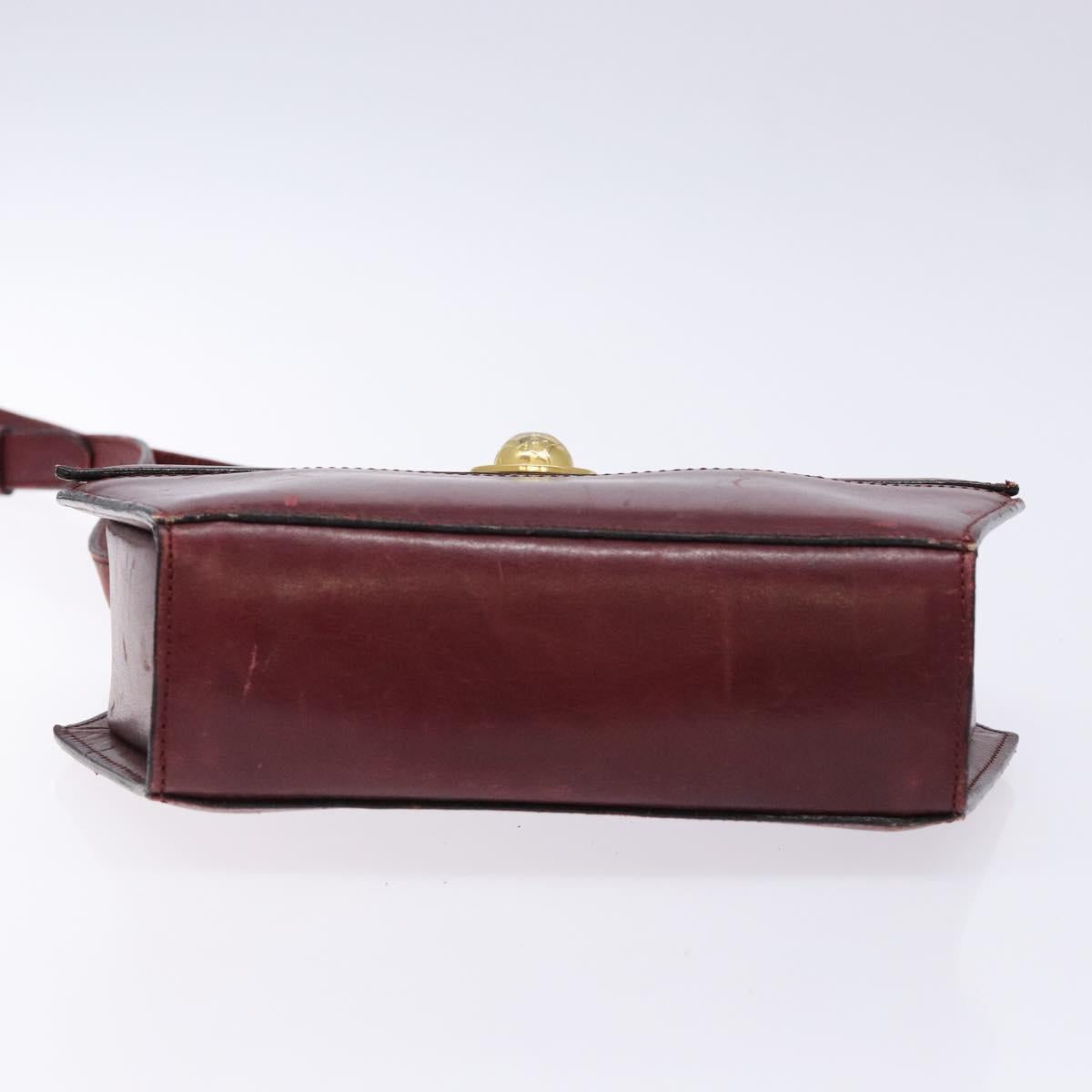 CELINE Shoulder Bag Leather Bordeaux Gold Auth sw1315