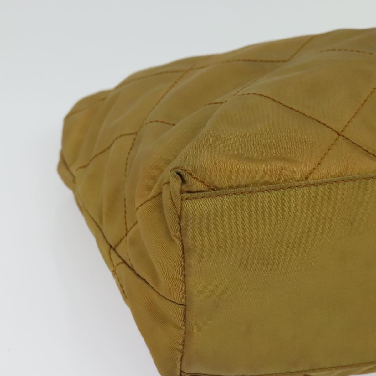 PRADA Chain Shoulder Bag Nylon Brown Silver Auth sw1316