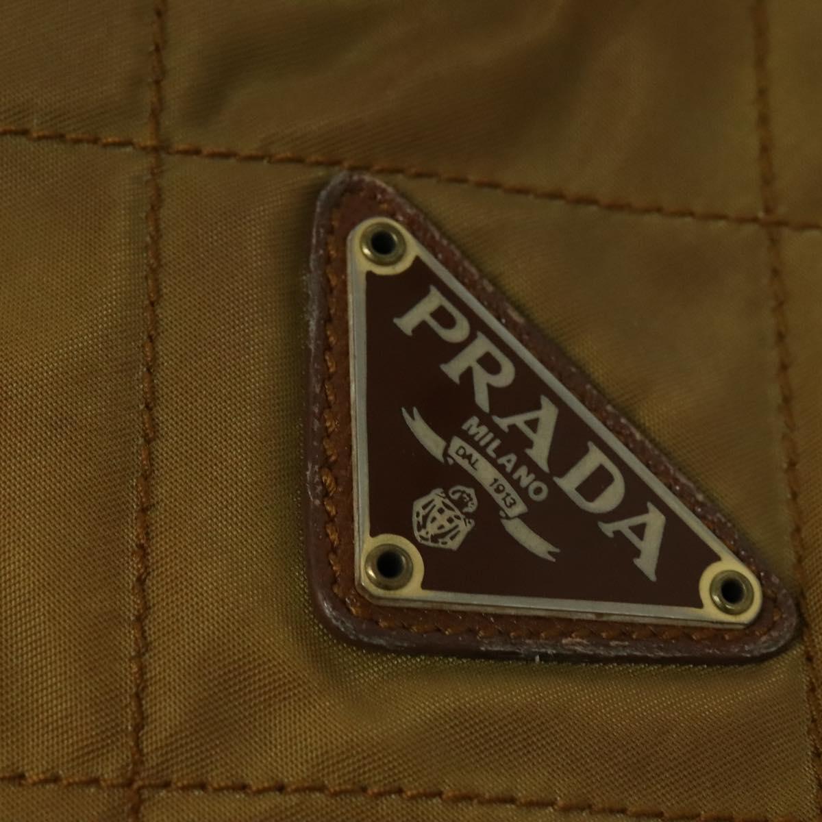 PRADA Chain Shoulder Bag Nylon Brown Silver Auth sw1316