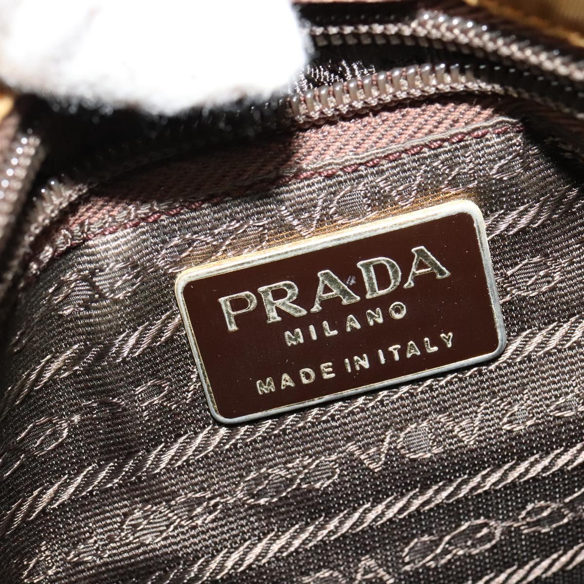 PRADA Chain Shoulder Bag Nylon Brown Silver Auth sw1316