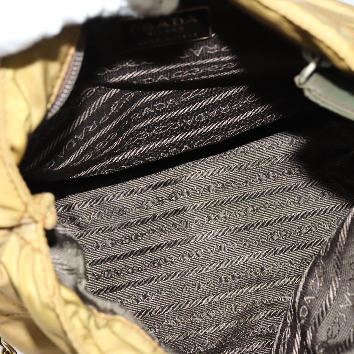 PRADA Chain Shoulder Bag Nylon Brown Silver Auth sw1316