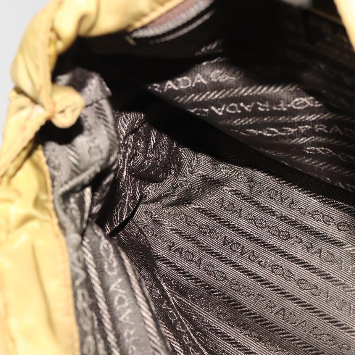 PRADA Chain Shoulder Bag Nylon Brown Silver Auth sw1316