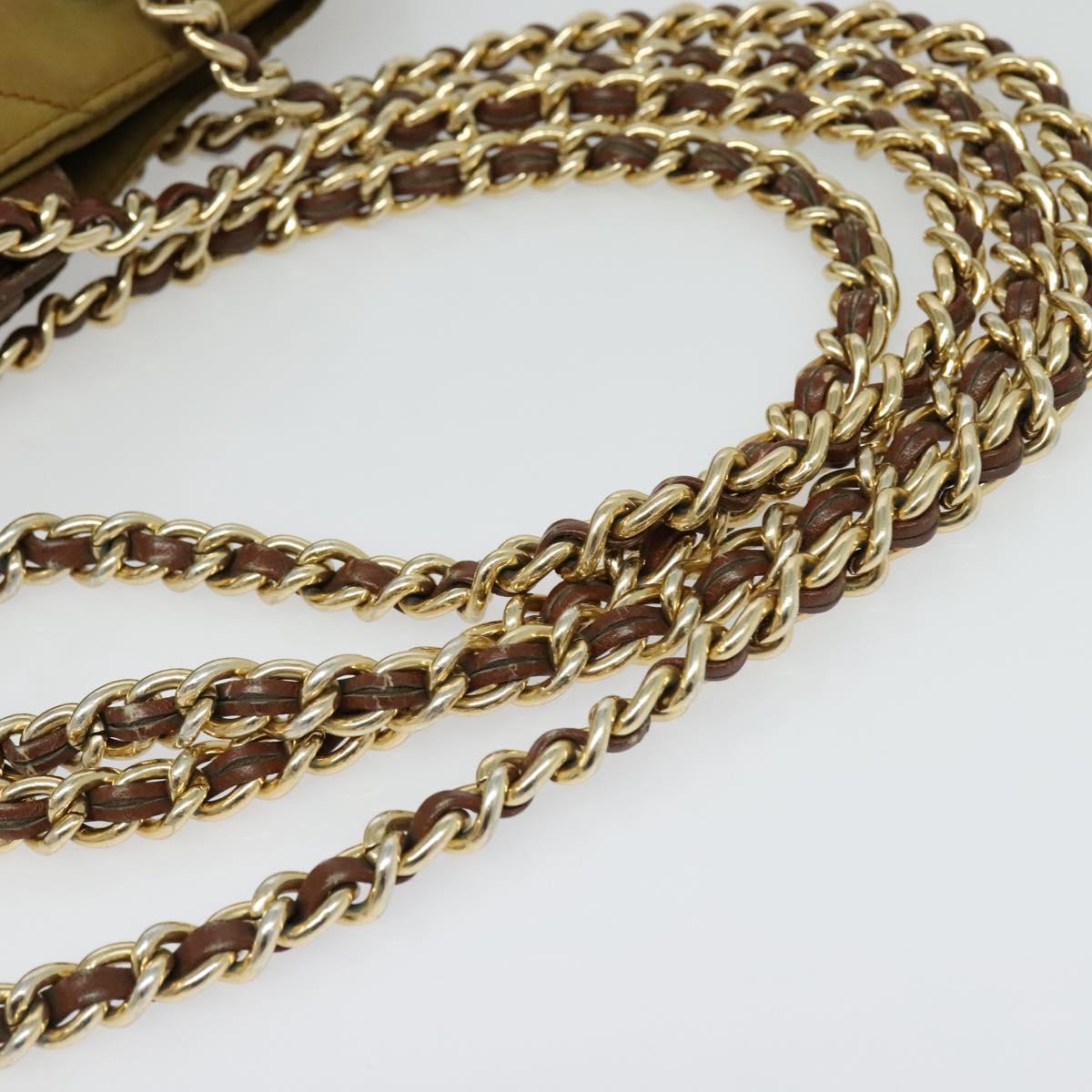 PRADA Chain Shoulder Bag Nylon Brown Silver Auth sw1316