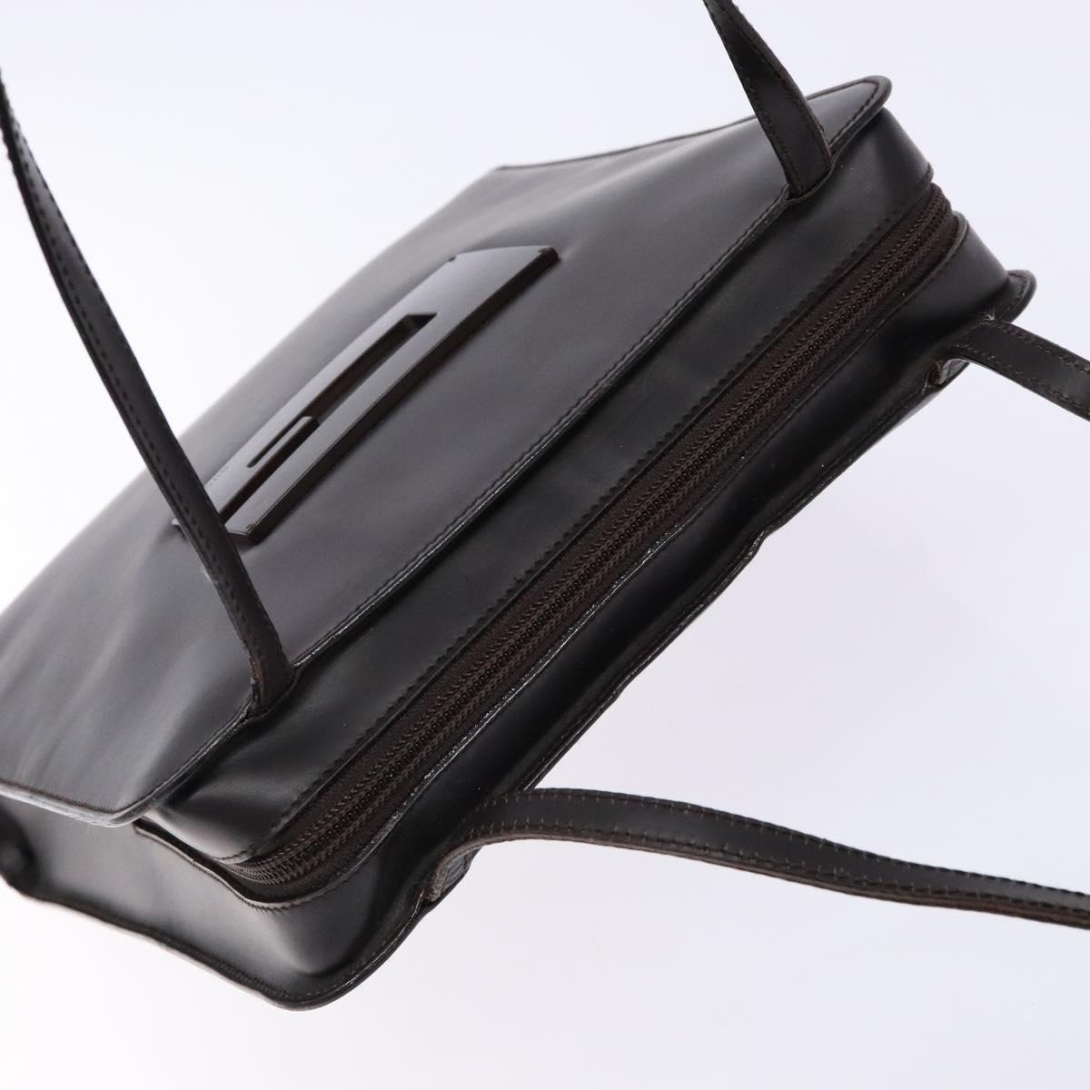 GUCCI Shoulder Bag Patent leather Dark Brown 002 1007 Auth sw1317