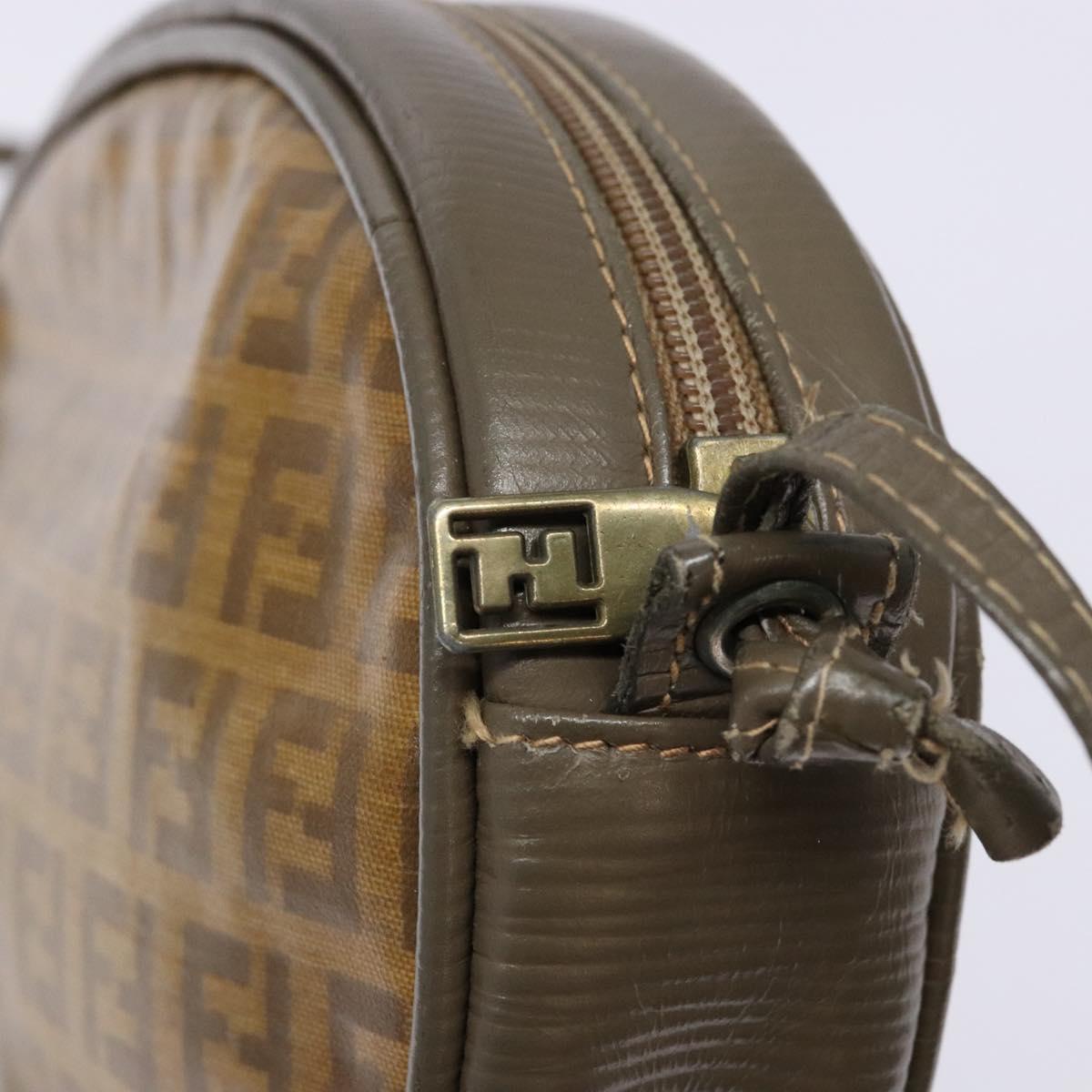 FENDI Zucchino Canvas Shoulder Bag PVC Brown Auth sw1321