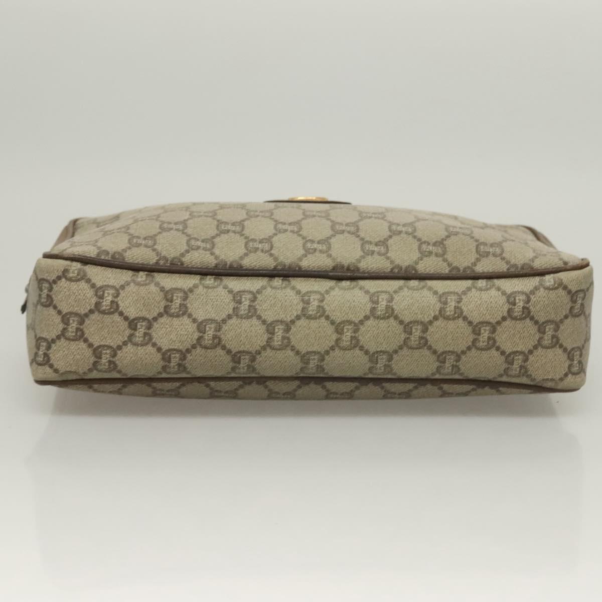 GUCCI GG Plus Supreme Clutch Bag PVC Beige Gold Auth sw1322