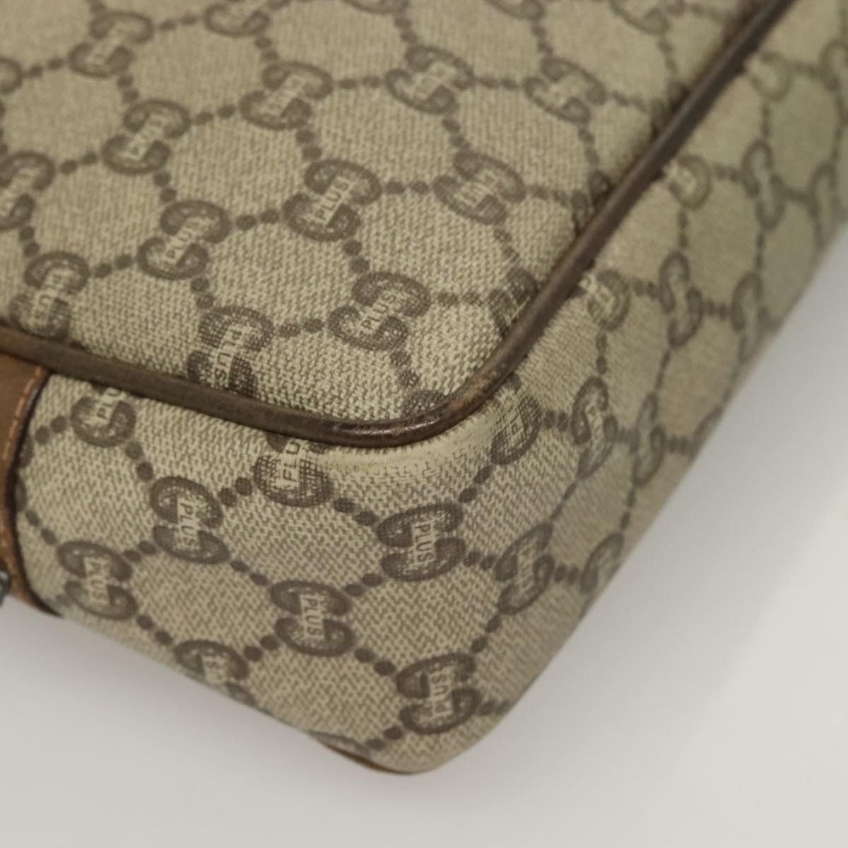 GUCCI GG Plus Supreme Clutch Bag PVC Beige Gold Auth sw1322