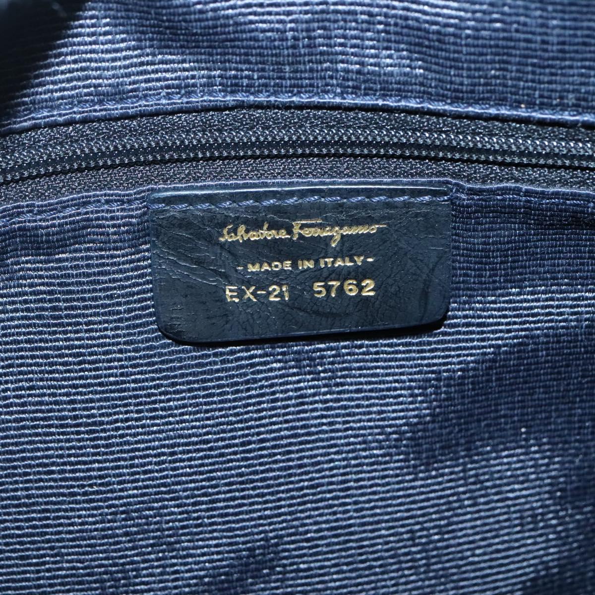 Salvatore Ferragamo Shoulder Bag Canvas Blue Gold Auth sw1326