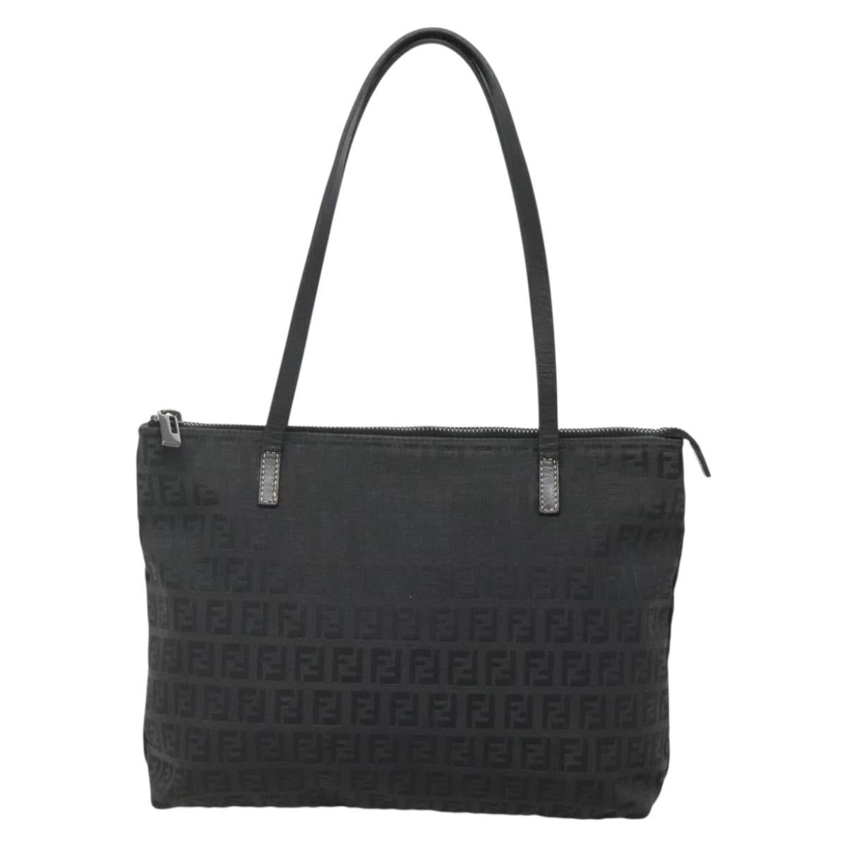 FENDI Zucchino Canvas Tote Bag Black Auth sw1327
