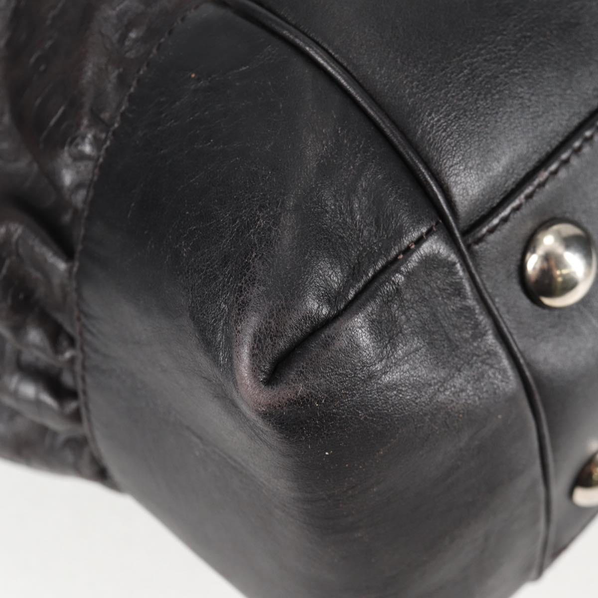 GUCCI Shoulder Bag Leather Black Silver 257290 Auth sw1329A