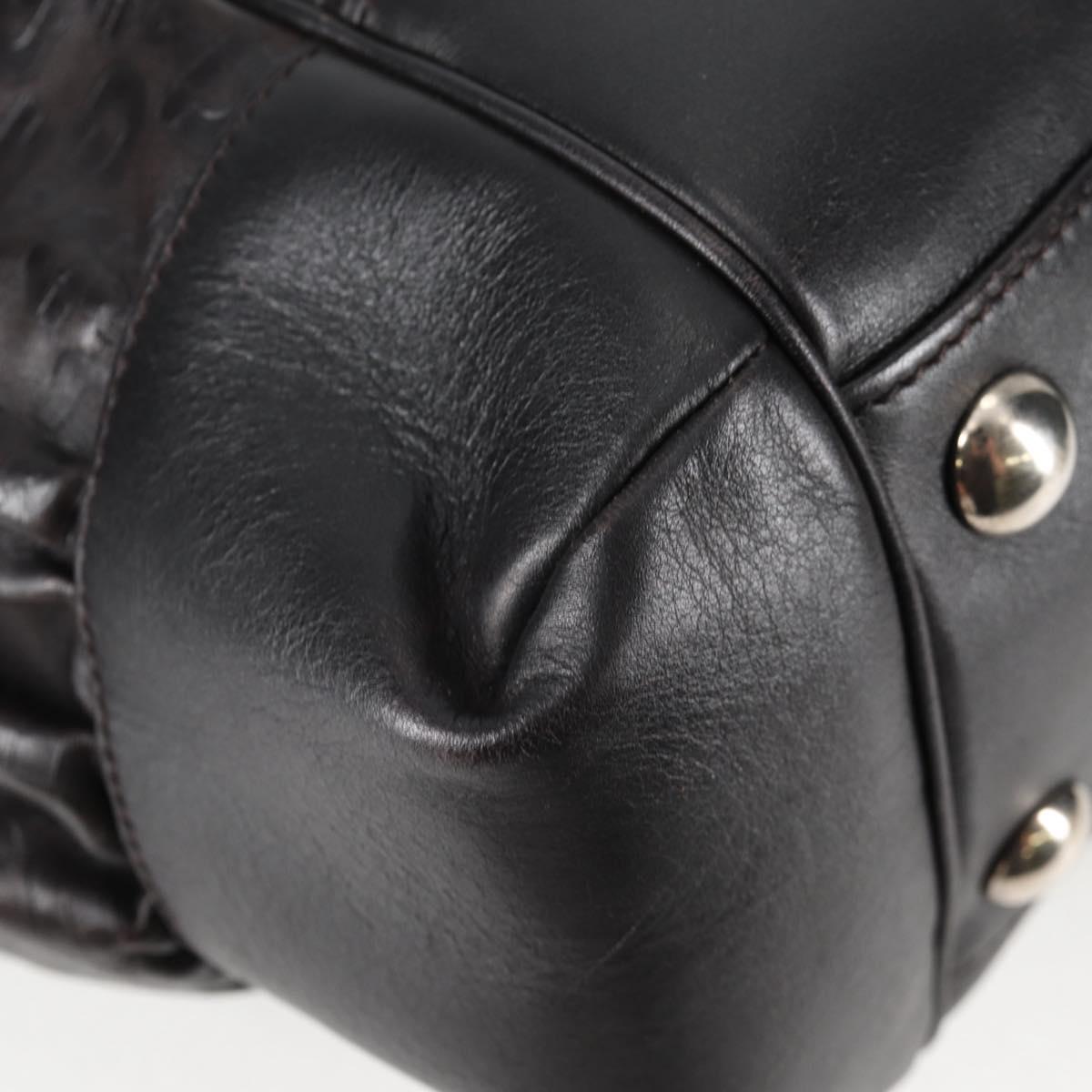 GUCCI Shoulder Bag Leather Black Silver 257290 Auth sw1329