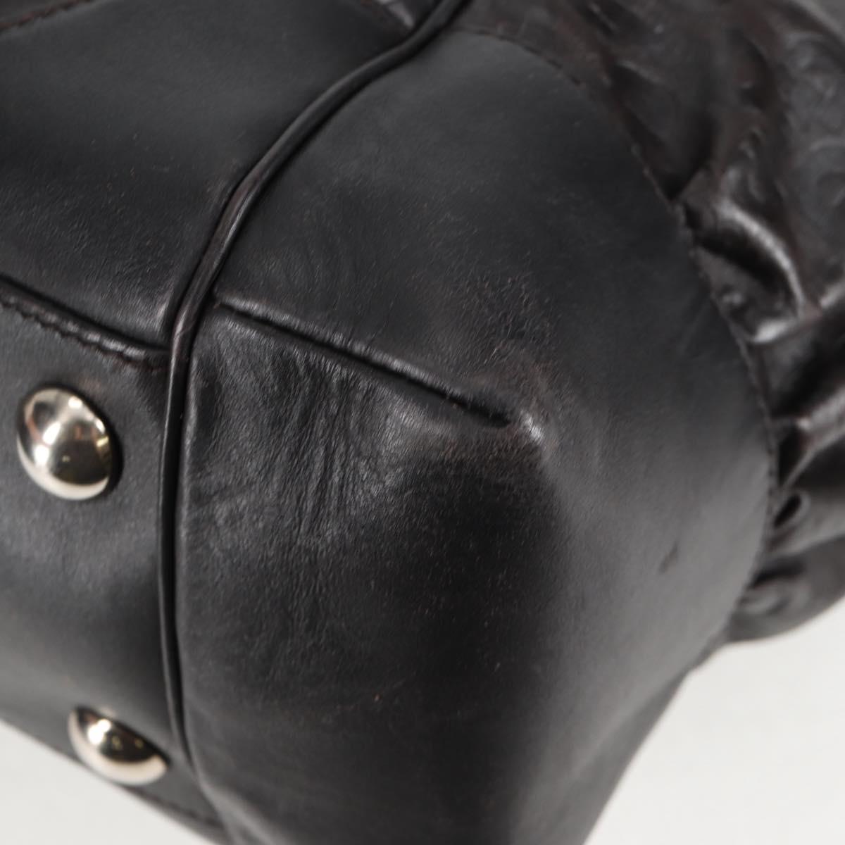 GUCCI Shoulder Bag Leather Black Silver 257290 Auth sw1329A