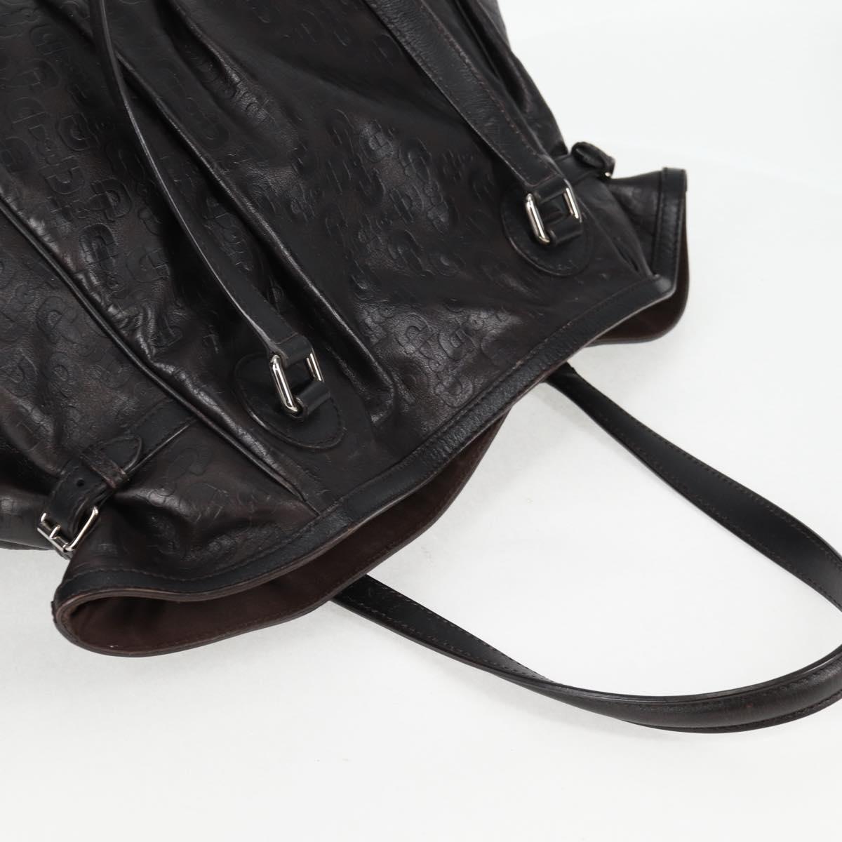 GUCCI Shoulder Bag Leather Black Silver 257290 Auth sw1329A