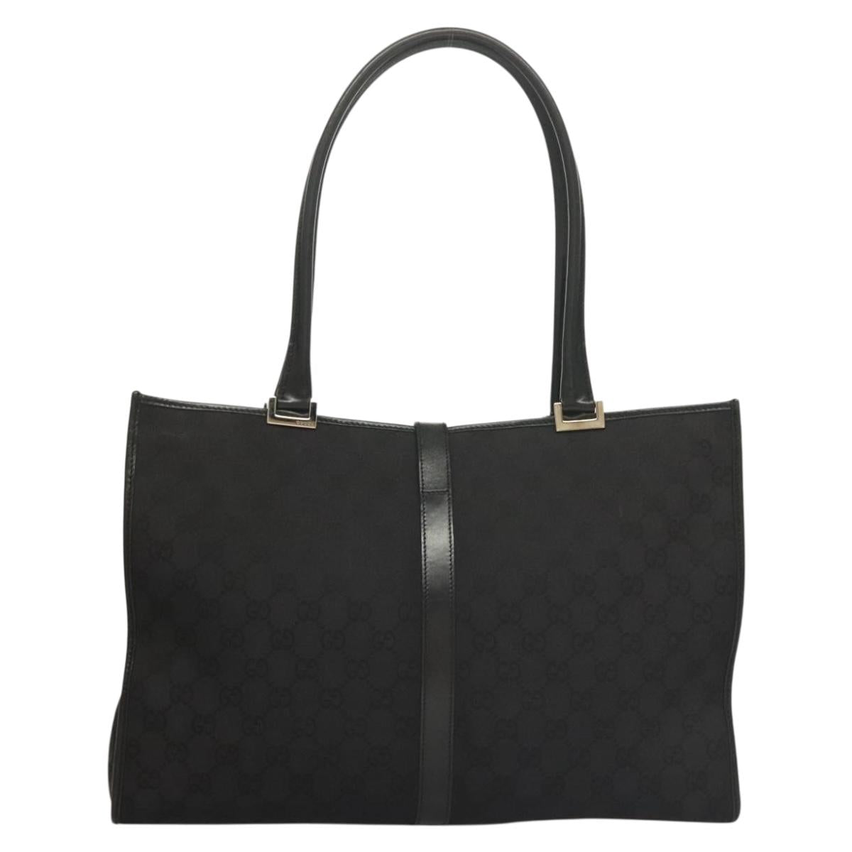 GUCCI GG Canvas Jackie Tote Bag Black Silver 002 1074 2123 Auth sw1339
