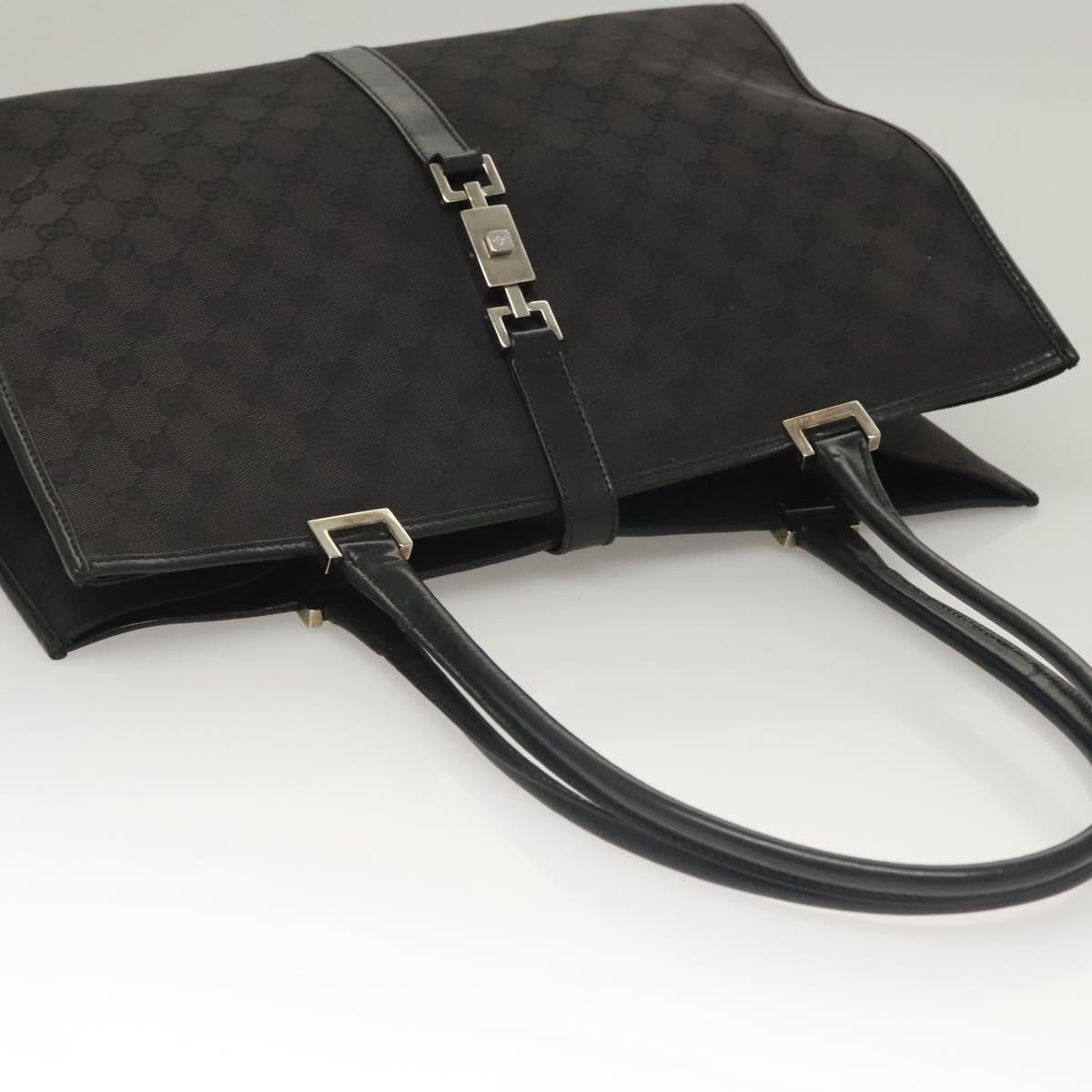 GUCCI GG Canvas Jackie Tote Bag Black Silver 002 1074 2123 Auth sw1339