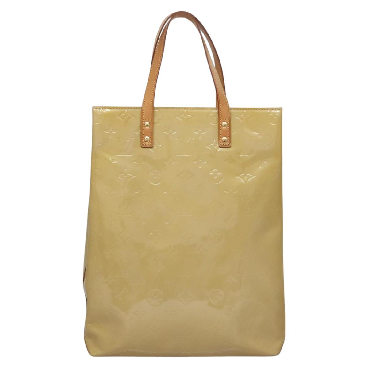 LOUIS VUITTON Monogram Vernis Reade MM Hand Bag Beige M91141 LV Auth sw134