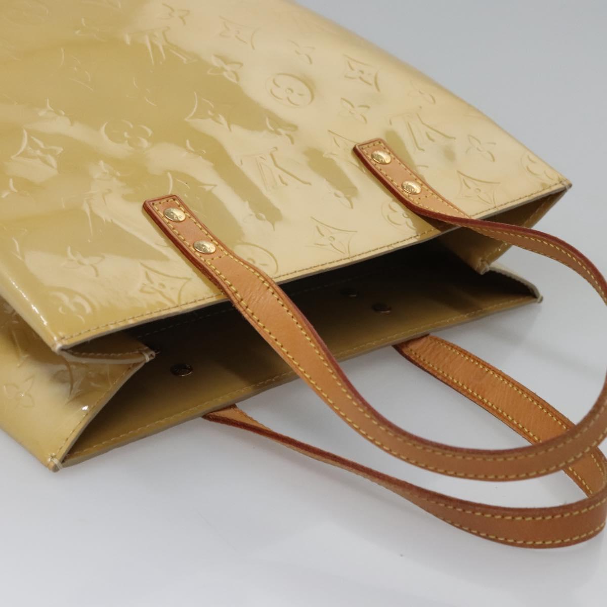 LOUIS VUITTON Monogram Vernis Reade MM Hand Bag Beige M91141 LV Auth sw134