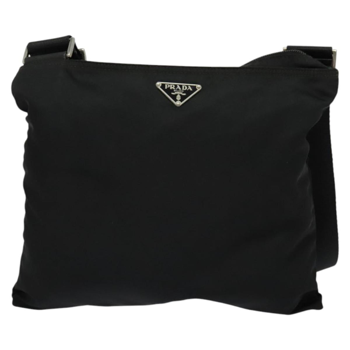 PRADA Shoulder Bag Nylon Black Silver Auth sw1340