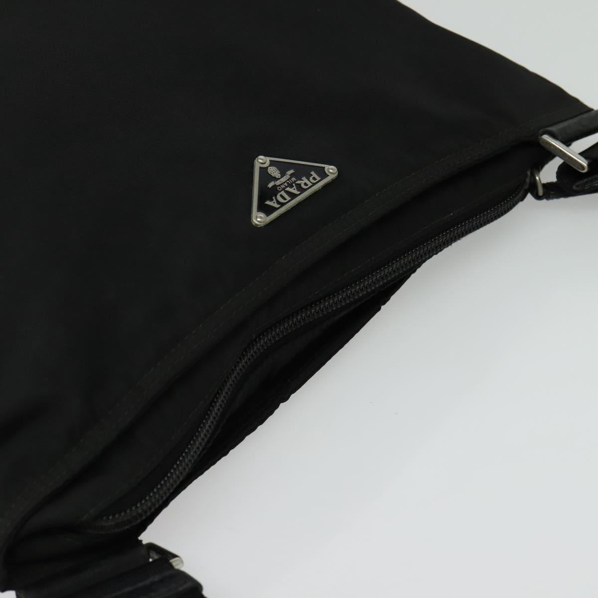 PRADA Shoulder Bag Nylon Black Silver Auth sw1340