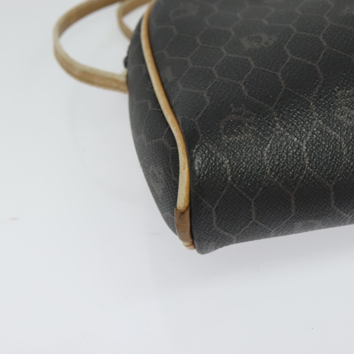 Christian Dior Honeycomb Canvas Shoulder Bag PVC Black Gold Auth sw1341