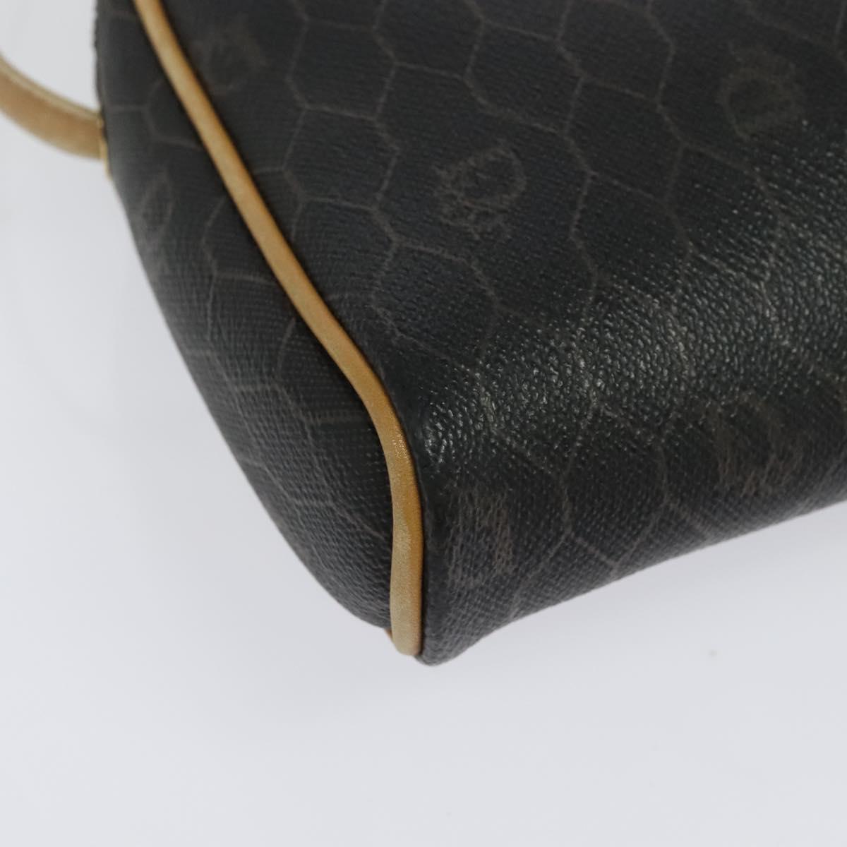 Christian Dior Honeycomb Canvas Shoulder Bag PVC Black Gold Auth sw1341