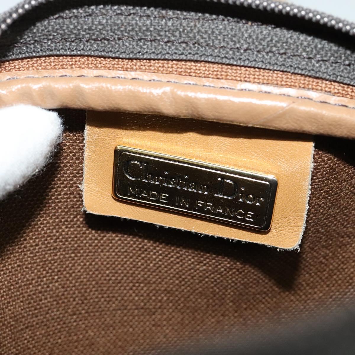 Christian Dior Honeycomb Canvas Shoulder Bag PVC Black Gold Auth sw1341
