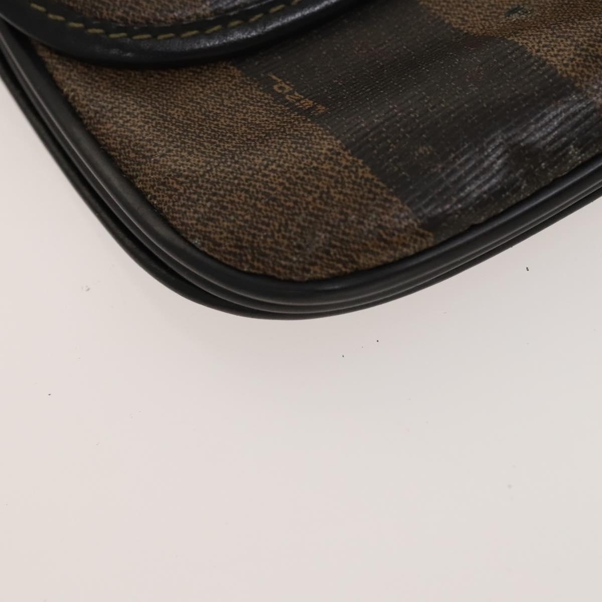 FENDI Pecan Bag Enamel PVC 3Set Brown Black Auth sw1354