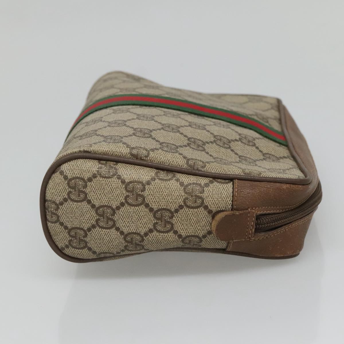 GUCCI GG Supreme Web Sherry Line Bag PVC Beige Brown 89 01 012 Auth sw1358
