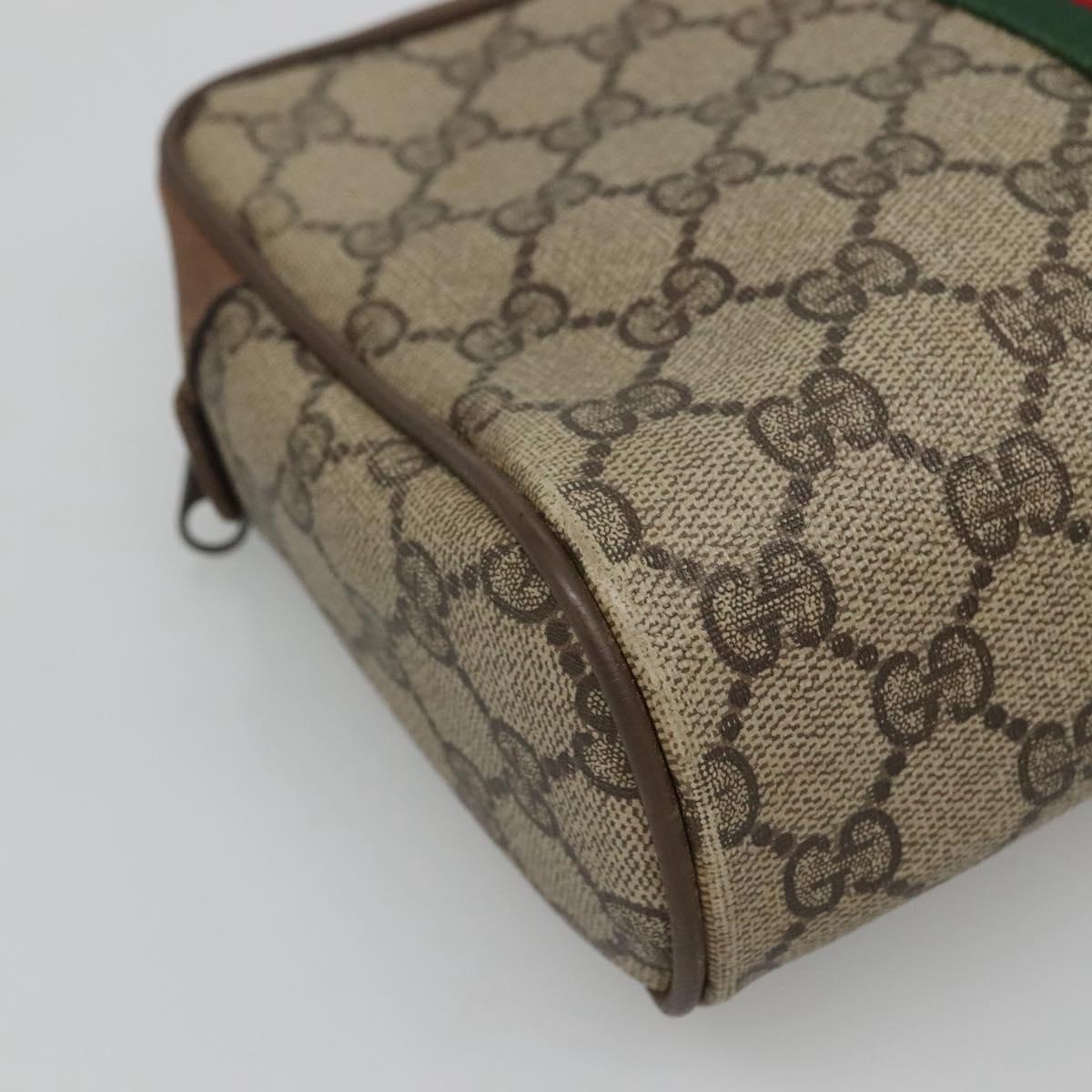 GUCCI GG Supreme Web Sherry Line Bag PVC Beige Brown 89 01 012 Auth sw1358