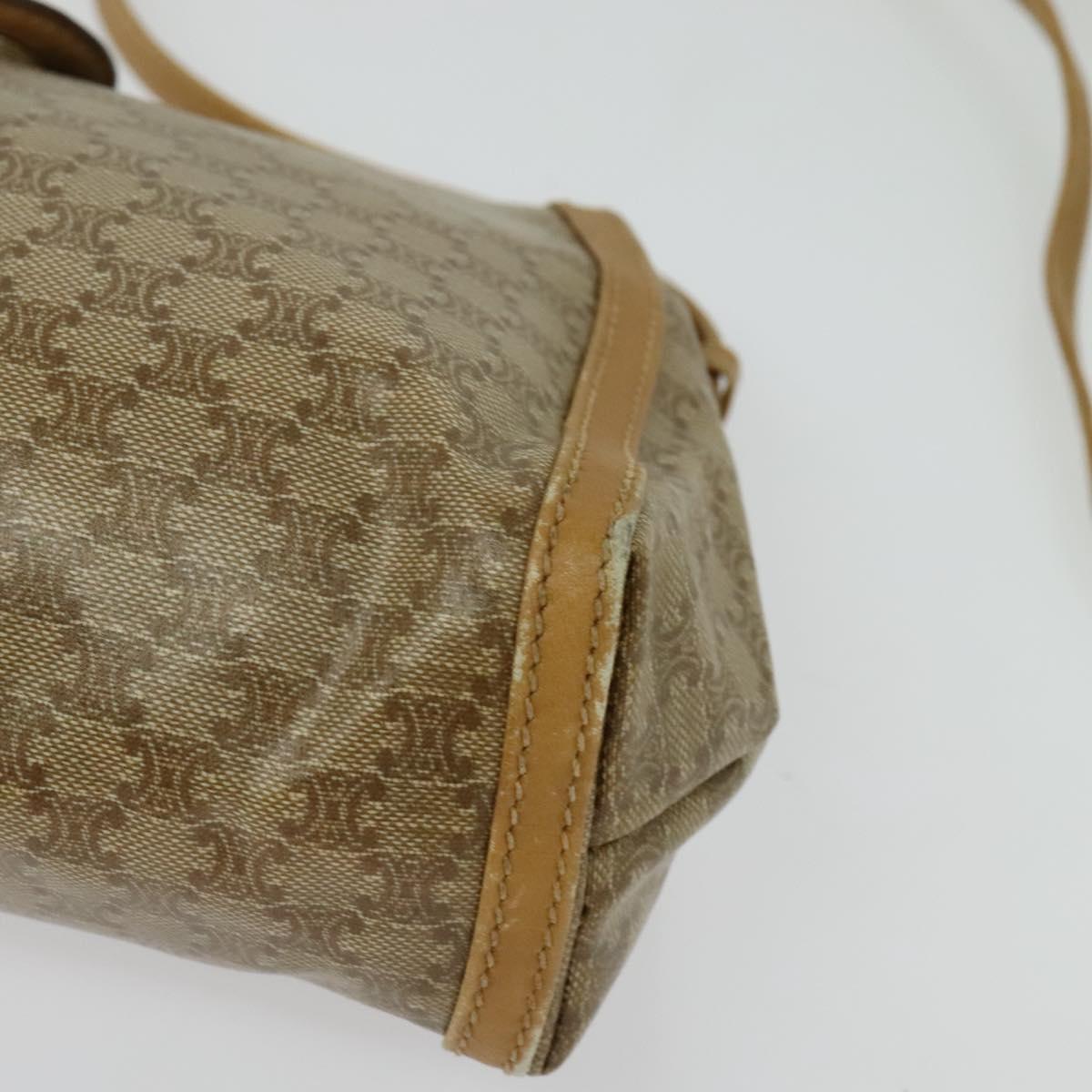 CELINE Macadam Canvas Shoulder Bag PVC Beige Gold Auth sw1359