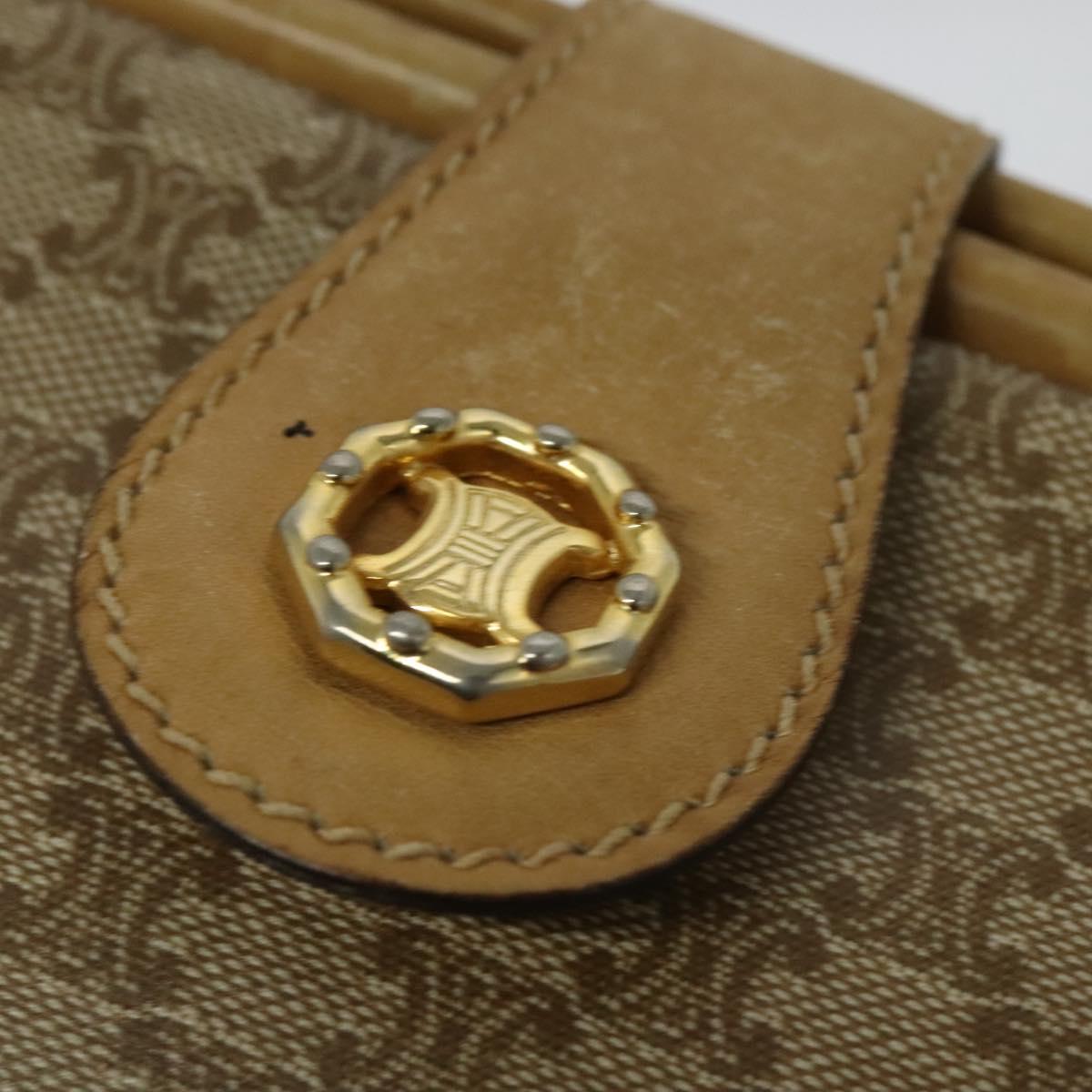 CELINE Macadam Canvas Shoulder Bag PVC Beige Gold Auth sw1359