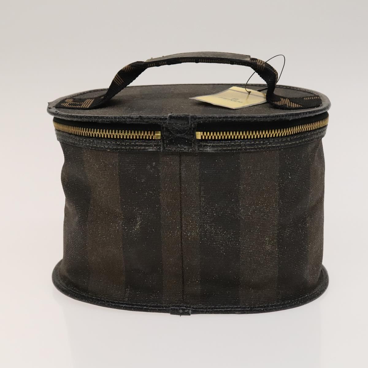 FENDI Pecan Hand Bag Nylon Canvas 5 Set Black Brown Auth sw1363