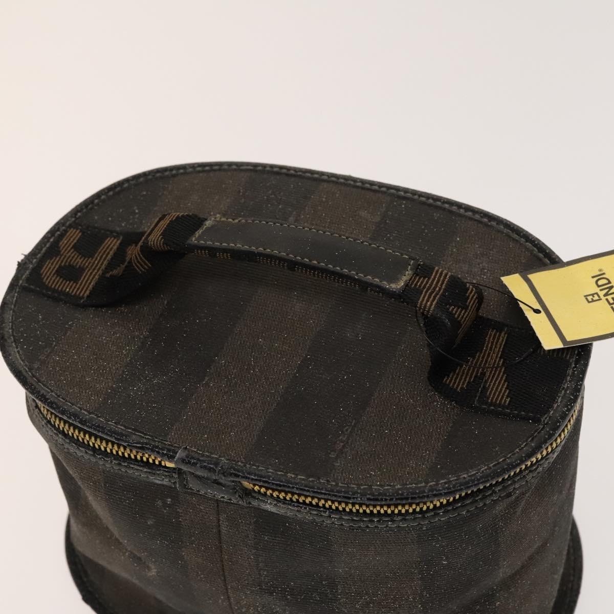 FENDI Pecan Hand Bag Nylon Canvas 5 Set Black Brown Auth sw1363