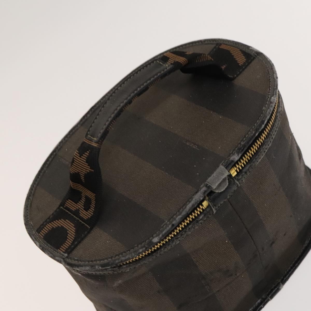 FENDI Pecan Hand Bag Nylon Canvas 5 Set Black Brown Auth sw1363