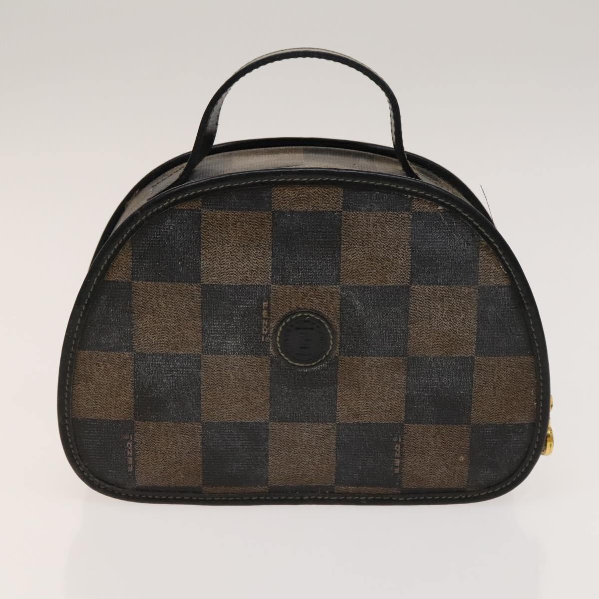 FENDI Pecan Hand Bag Nylon Canvas 5Set Black Brown Auth sw1363