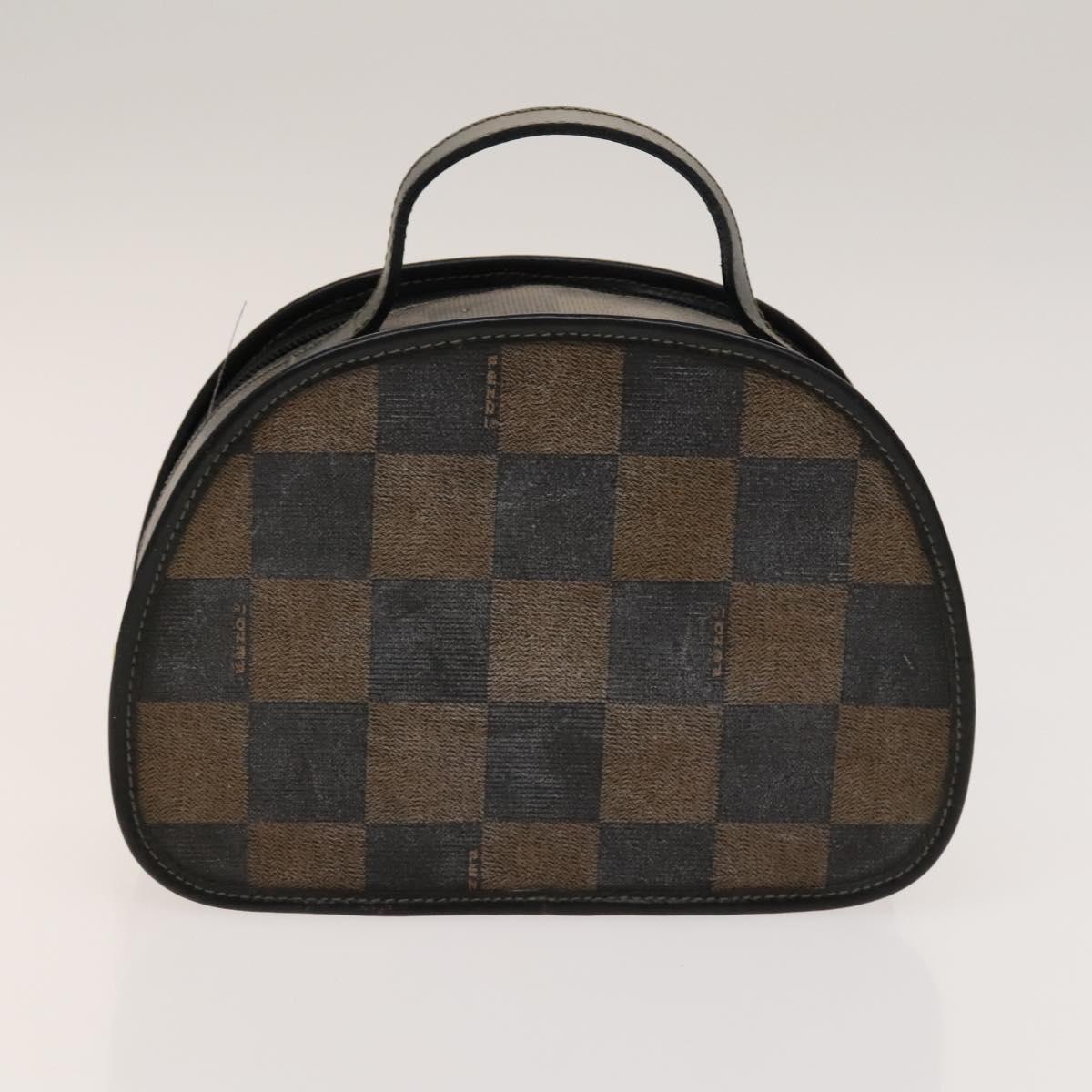 FENDI Pecan Hand Bag Nylon Canvas 5 Set Black Brown Auth sw1363