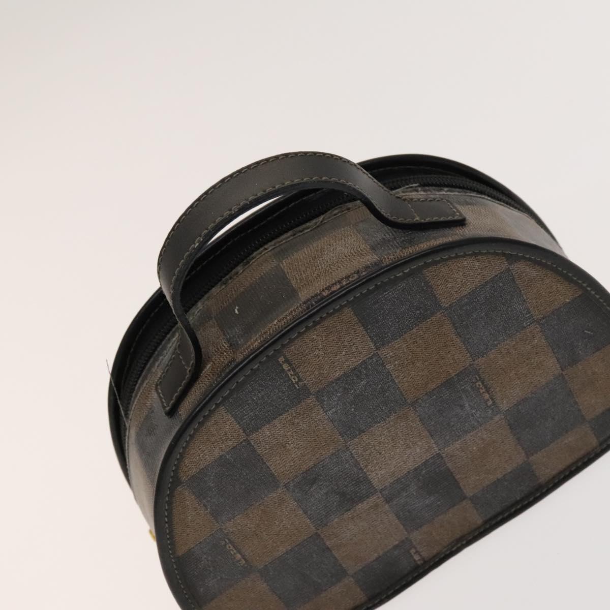 FENDI Pecan Hand Bag Nylon Canvas 5 Set Black Brown Auth sw1363