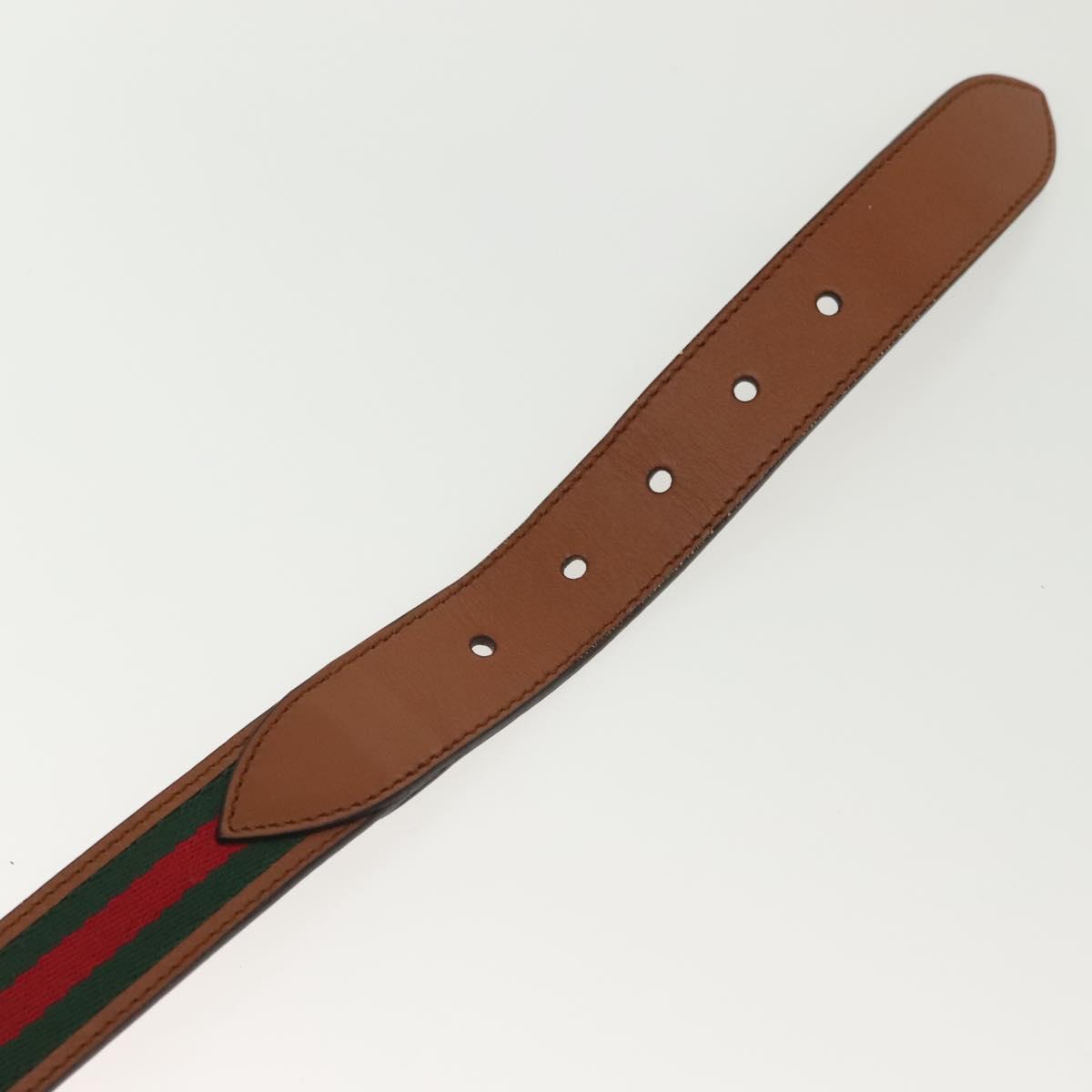 GUCCI Web Sherry Line Belt Leather 40.2"" Brown Red Green 368189 Auth sw1375