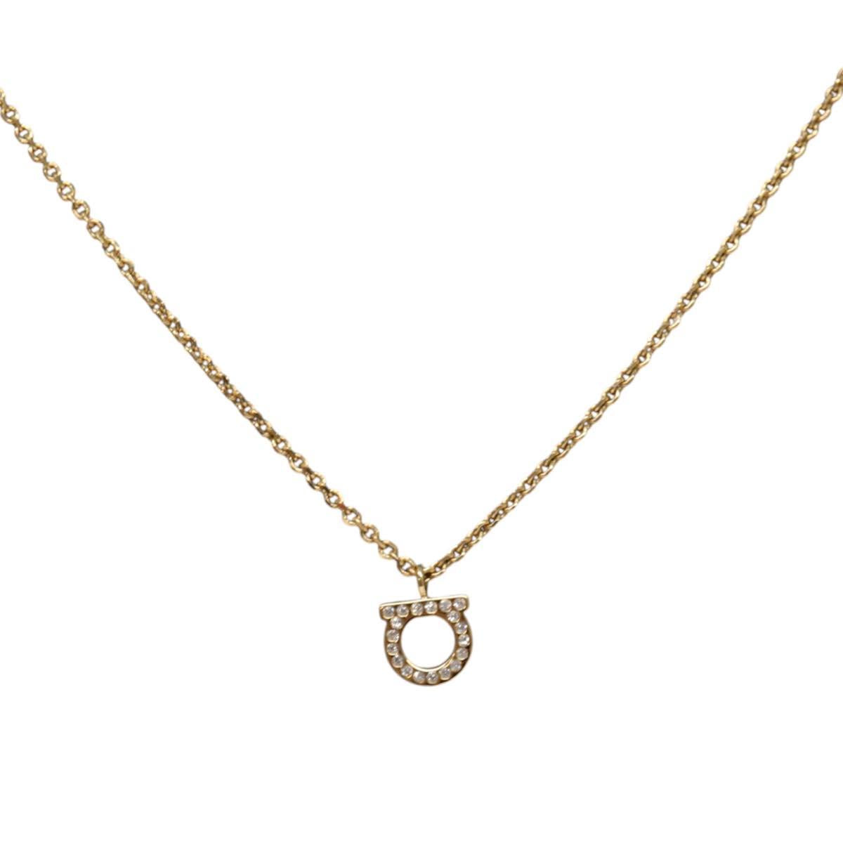 Salvatore Ferragamo Gancini Necklace metal Gold Tone Auth sw1386M