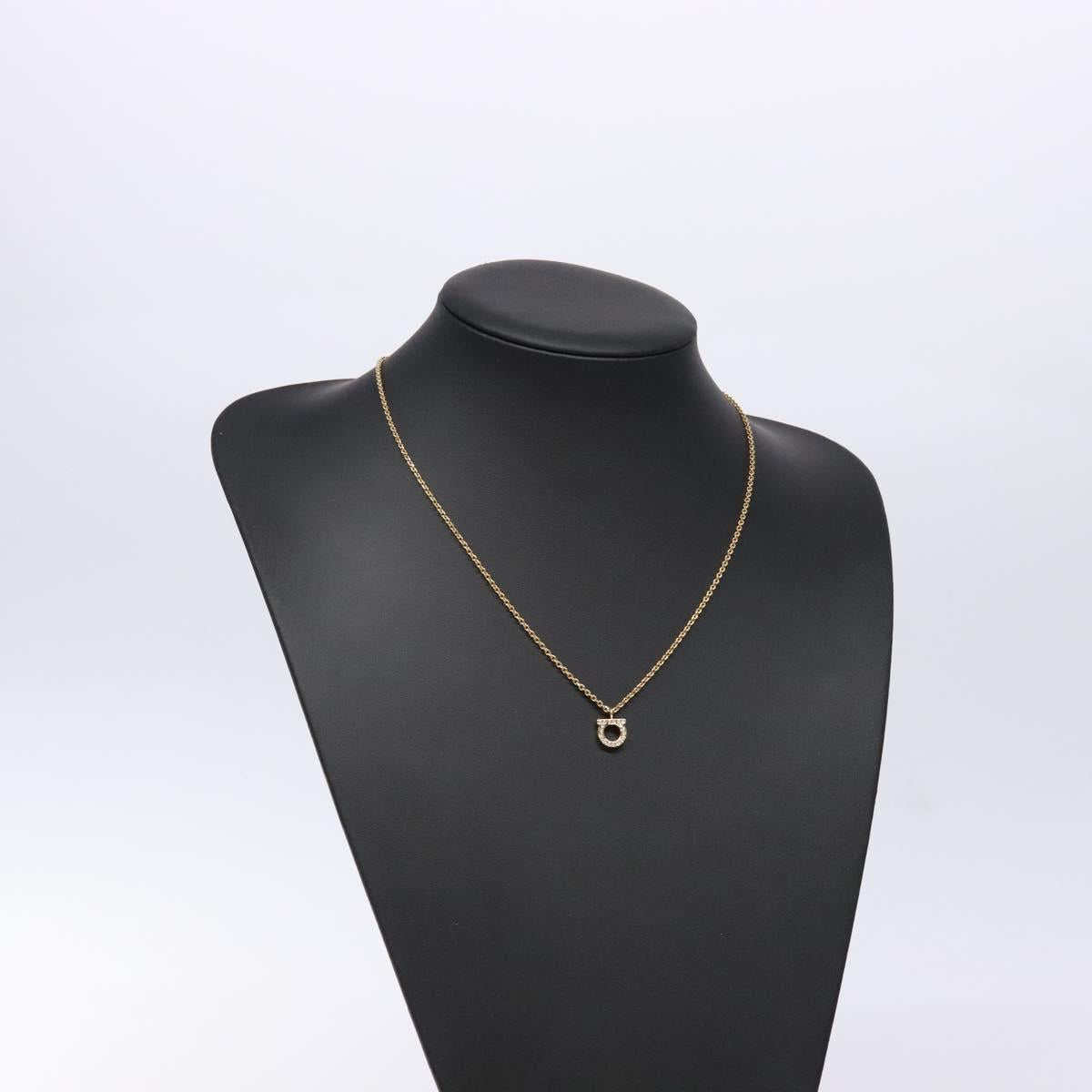 Salvatore Ferragamo Gancini Necklace metal Gold Tone Auth sw1386M