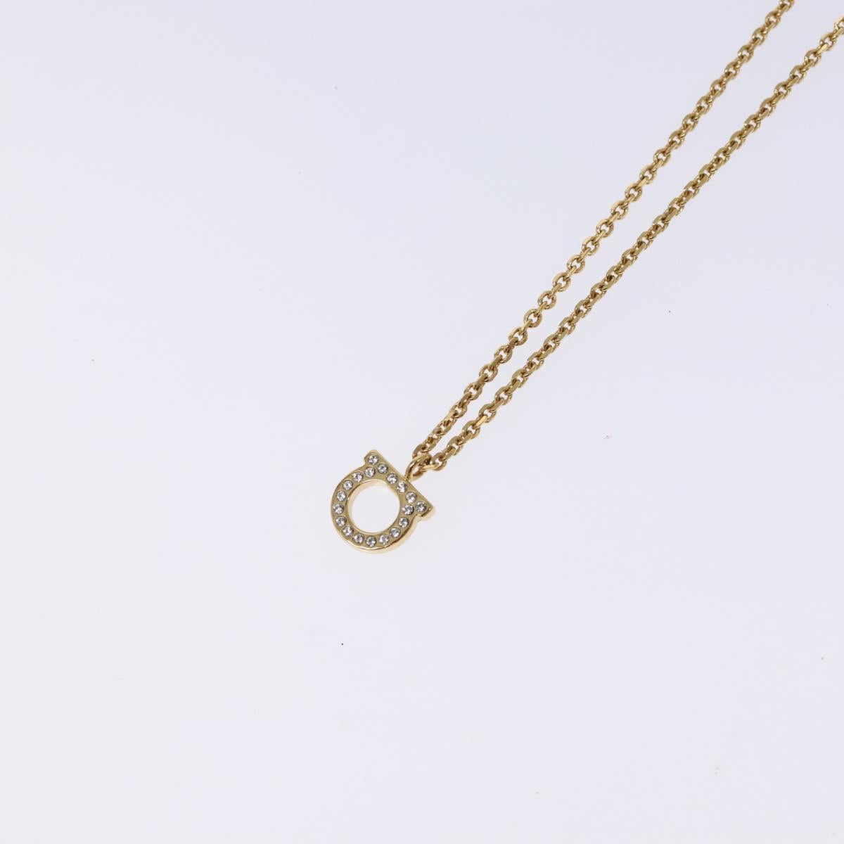 Salvatore Ferragamo Gancini Necklace metal Gold Tone Auth sw1386M