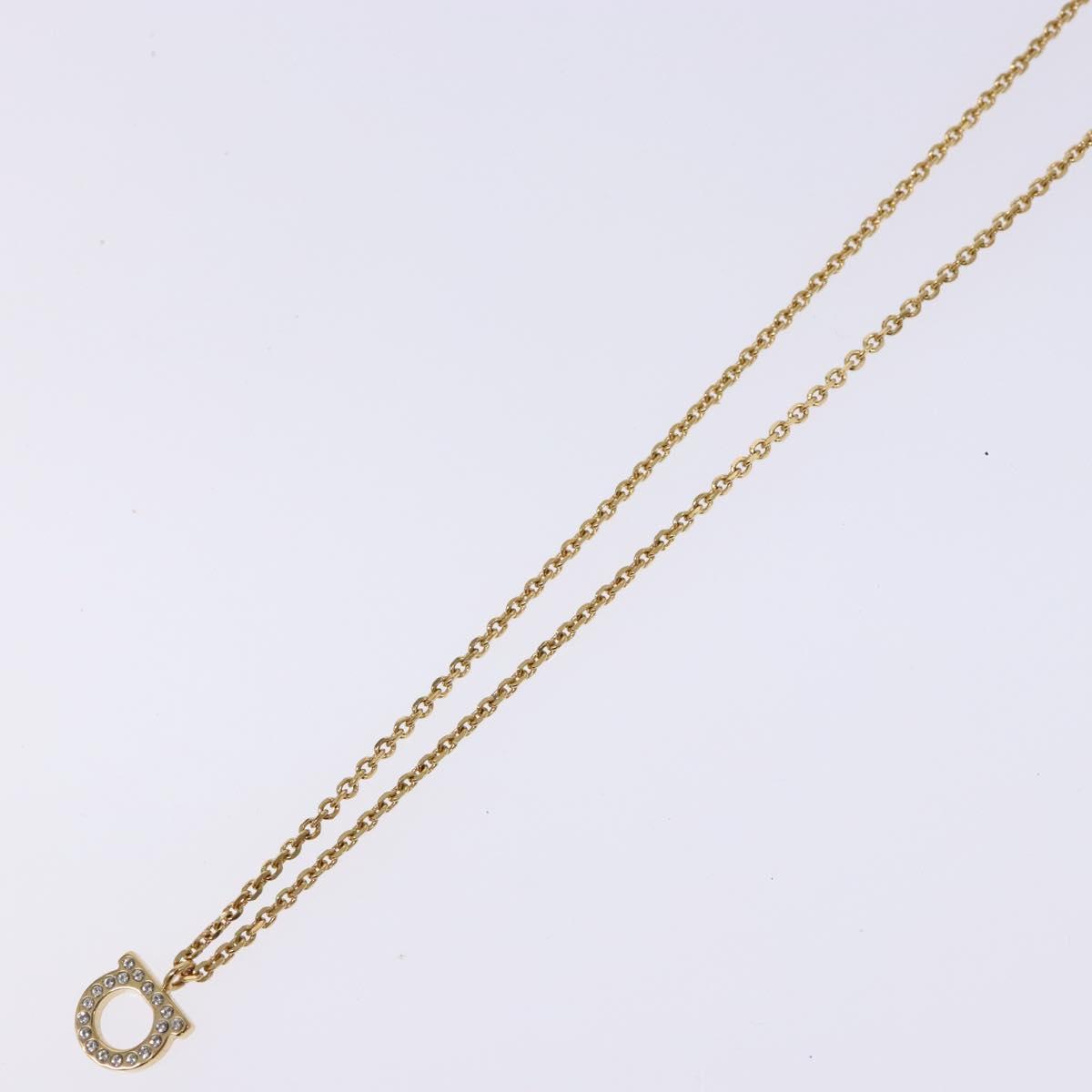 Salvatore Ferragamo Gancini Necklace metal Gold Tone Auth sw1386M