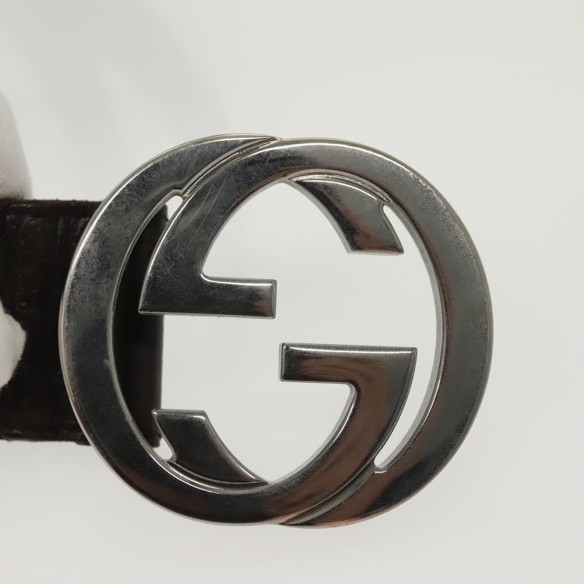 GUCCI Web Sherry Line Belt Leather 37"" Red Green 114984 Auth sw1387