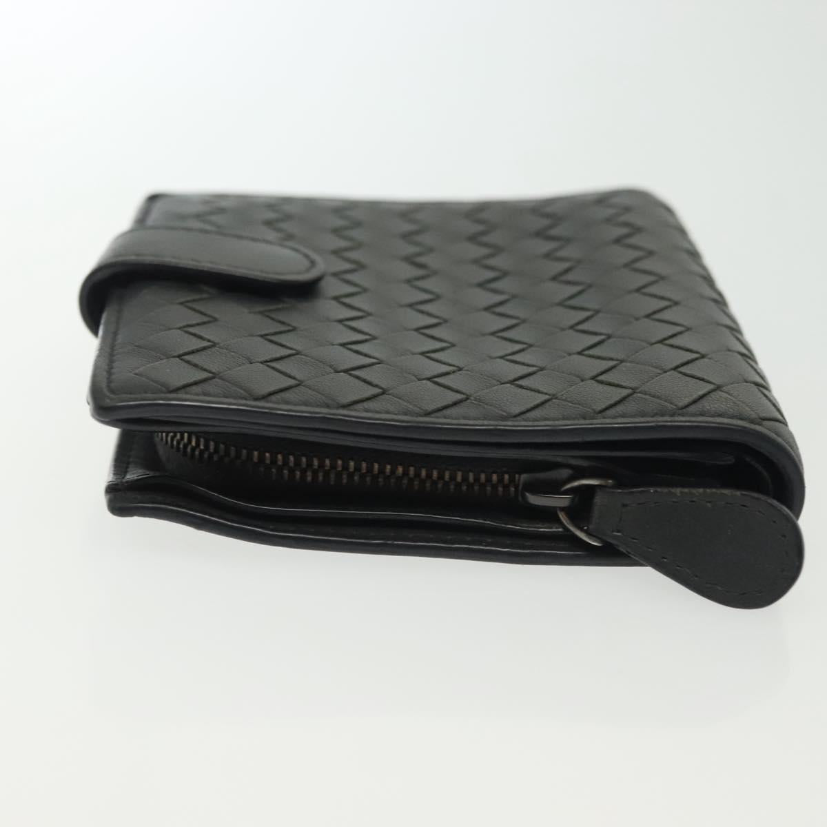 BOTTEGA VENETA INTRECCIATO Wallet Leather Gray Auth sw1423
