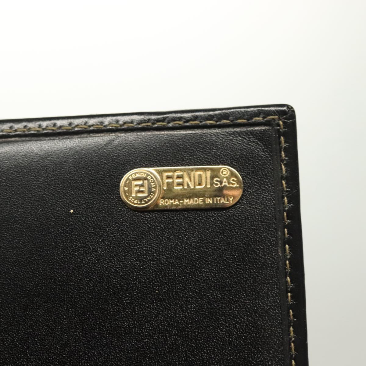 FENDI Pecan Canvas Long Wallet Black Brown Black Brown Auth sw1429
